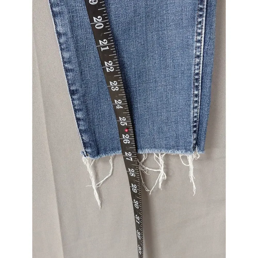 J.Crew Blue Raw Hem Medium Wash Vintage Straight Jeans Women Size 30